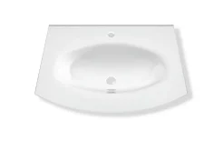 Plan simple vasque Vague en verre blanc l.69 x P.52 cm