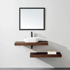Plan De Travail Salle De Bains|Stano Plan suspendu pour vasque TOP noyer 100 x 46 cm