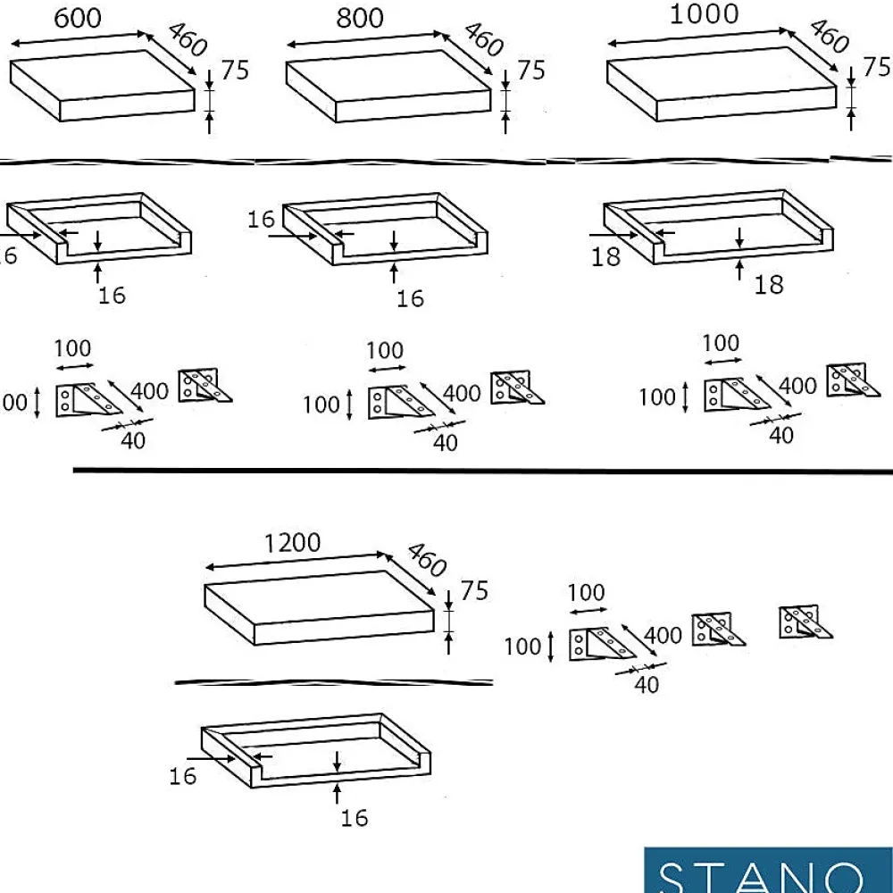 Plan De Travail Salle De Bains|Stano Plan suspendu pour vasque TOP noyer 100 x 46 cm