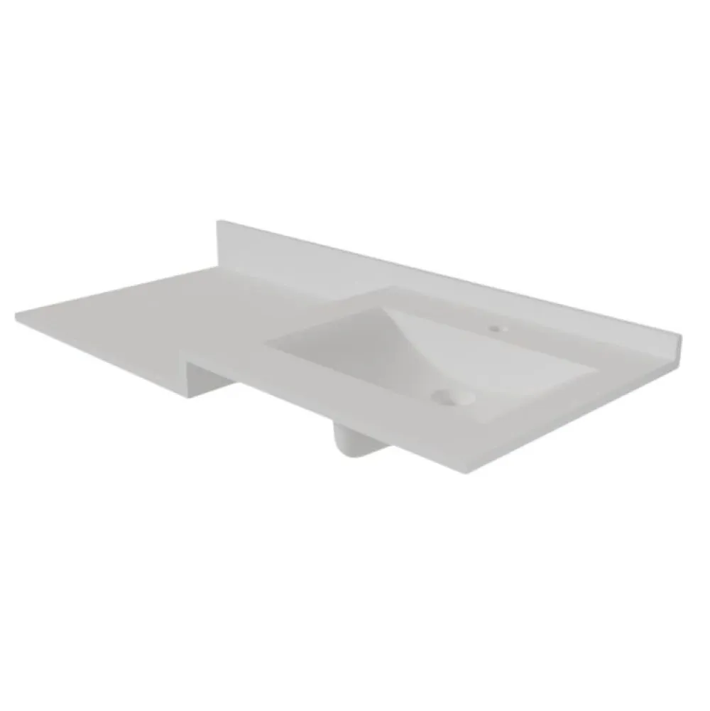 Plan Simple Vasque|Cuisibane Plan vasque 120 cm en résine 1 vasque décentrée - ATOLL
