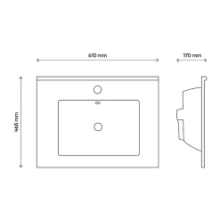 Plan vasque à encastrer blanc en céramique l.61 cm, Opah