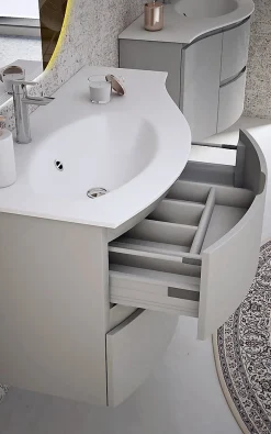 Plan vasque à gauche résine 104 cm Vague