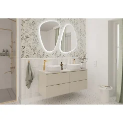 Meublorama Plan vasque BELLA 120 cm Coloris marron congo Finition mate pour meuble suspendu