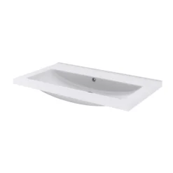 GoodHome Plan vasque blanc en céramique l.80 cm Nira
