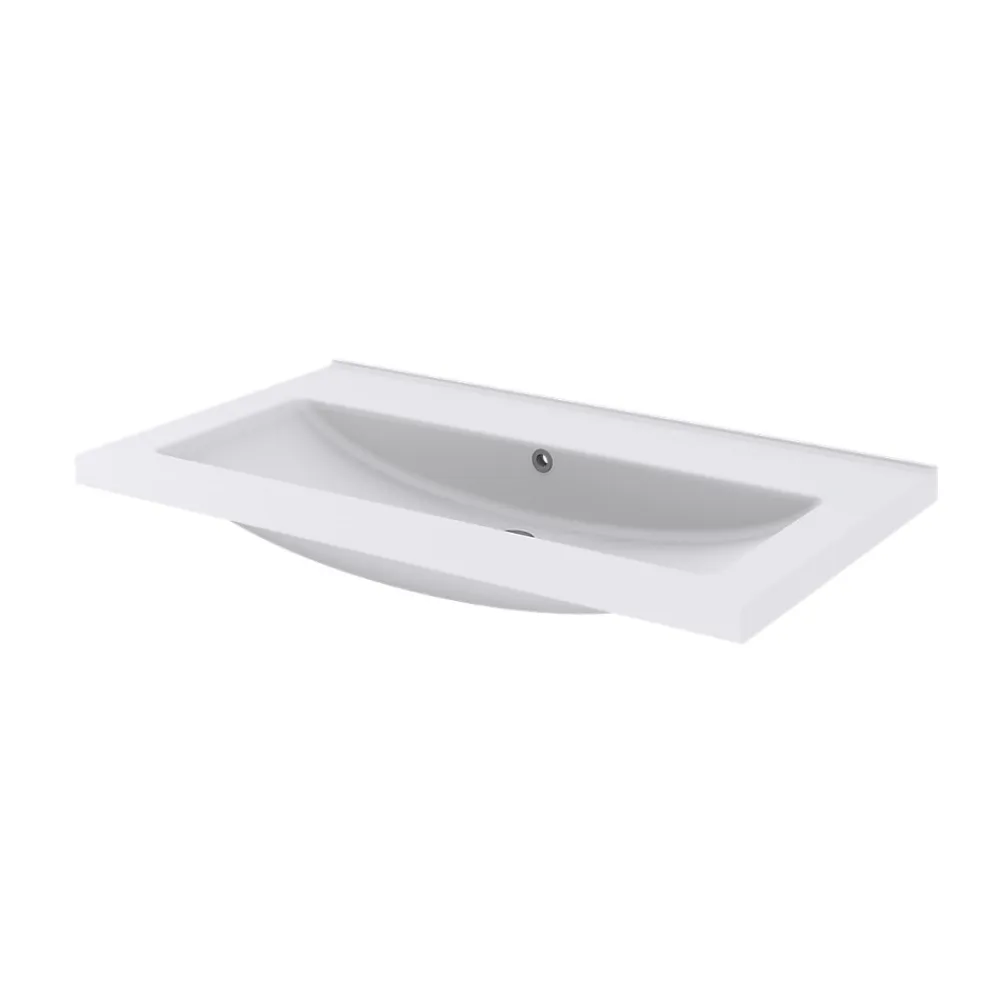 GoodHome Plan vasque blanc en céramique l.80 cm Nira