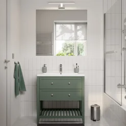 GoodHome Plan vasque blanc en céramique l.80 cm Nira