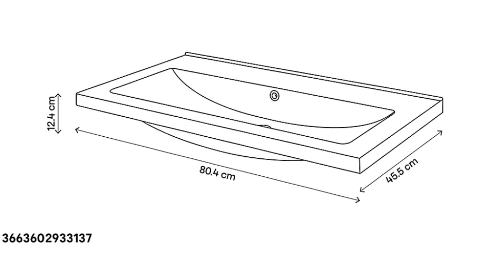 GoodHome Plan vasque blanc en céramique l.80 cm Nira