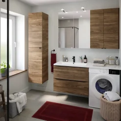 GoodHome Plan vasque blanc en céramique l.80 cm Nira