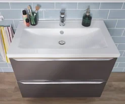 GoodHome Plan vasque blanc en céramique l.80 cm Nira