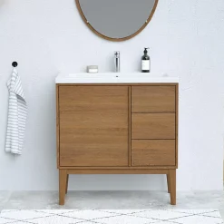 GoodHome Plan vasque blanc en céramique l.80 cm Nira