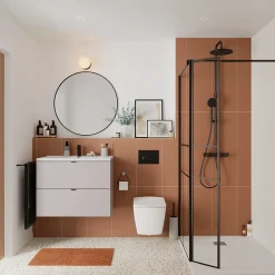GoodHome Plan vasque blanc en céramique l.80 cm Nira