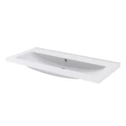 GoodHome Plan vasque blanc en céramique l.100 cm Nira