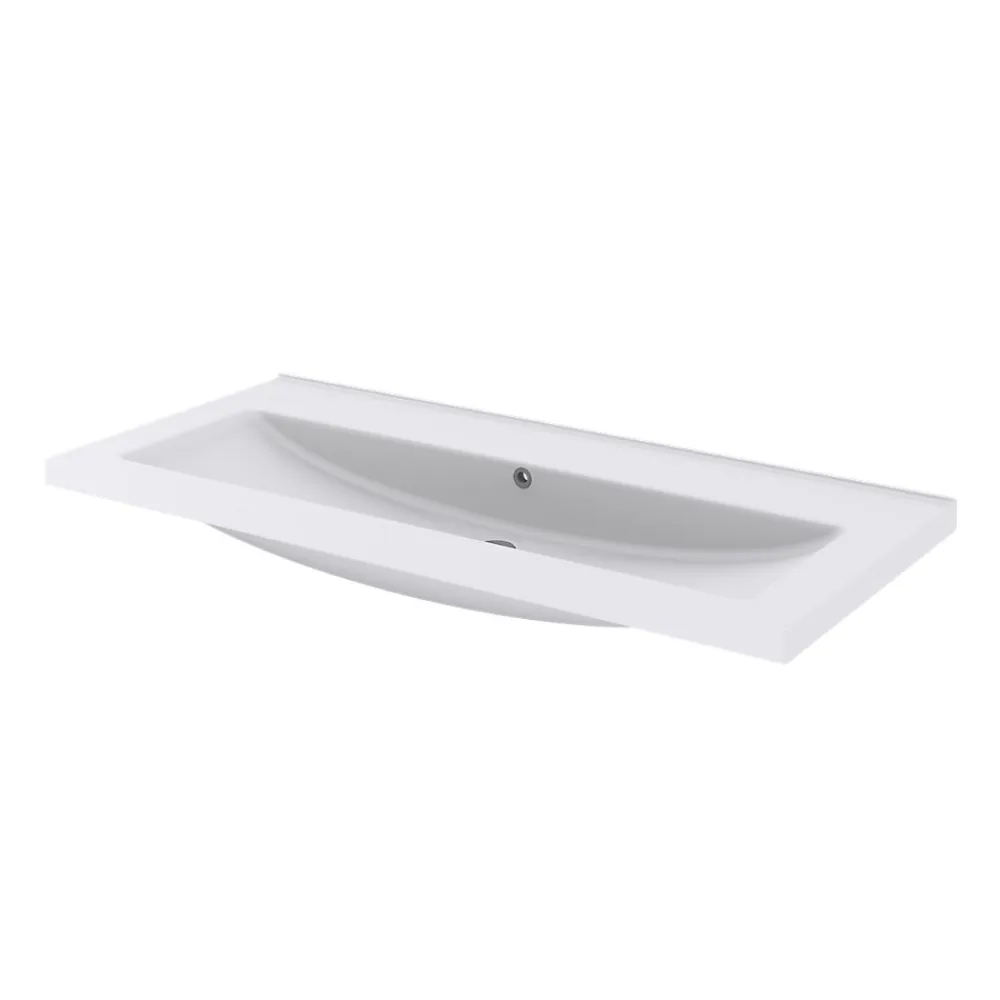 GoodHome Plan vasque blanc en céramique l.100 cm Nira