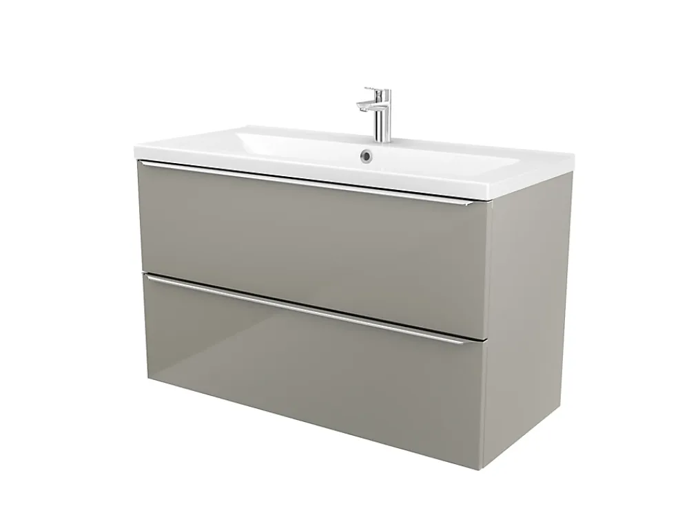 GoodHome Plan vasque blanc en céramique l.100 cm Nira