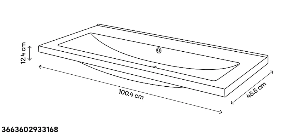 GoodHome Plan vasque blanc en céramique l.100 cm Nira