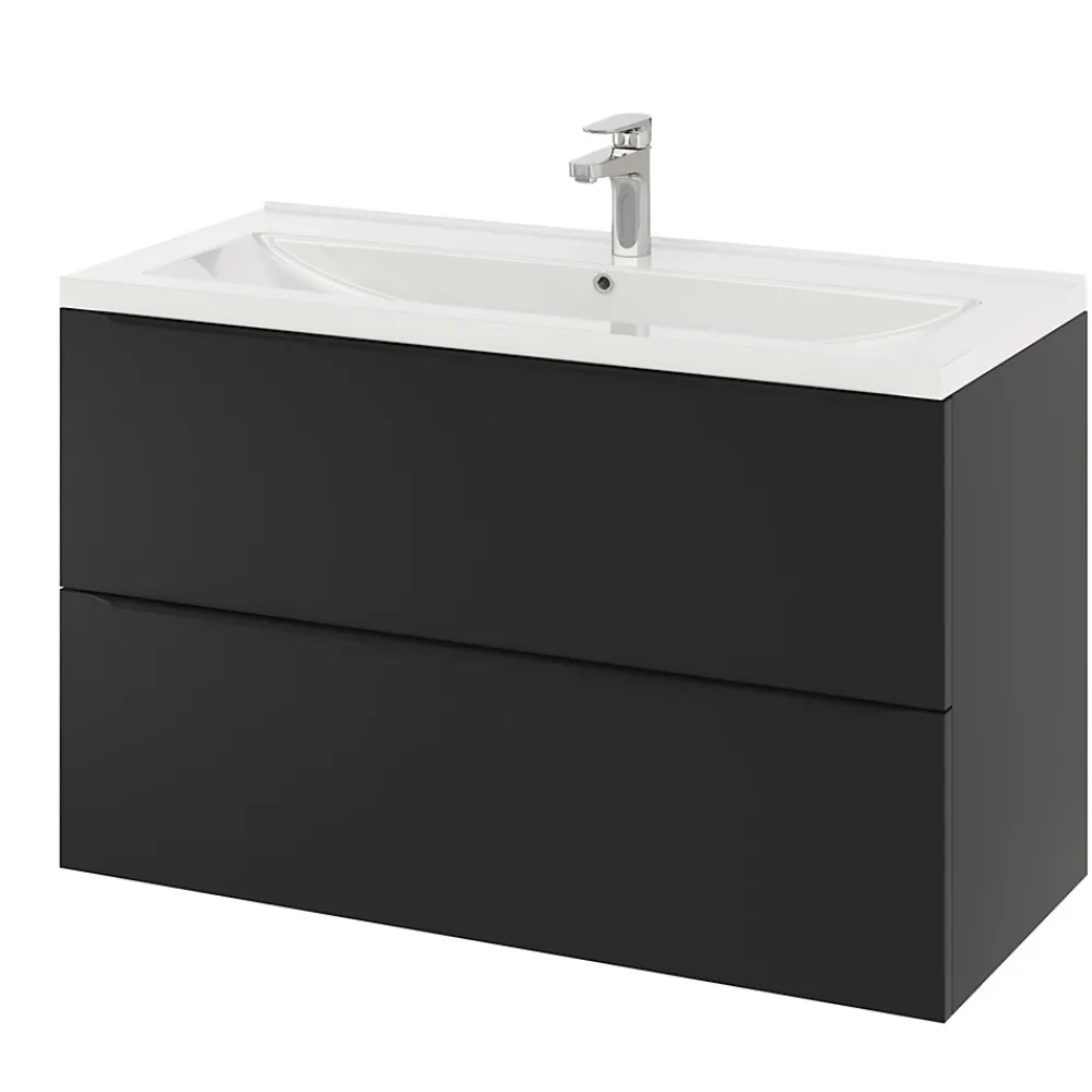 GoodHome Plan vasque blanc en céramique l.100 cm Nira