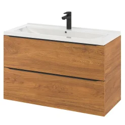GoodHome Plan vasque blanc en céramique l.100 cm Nira