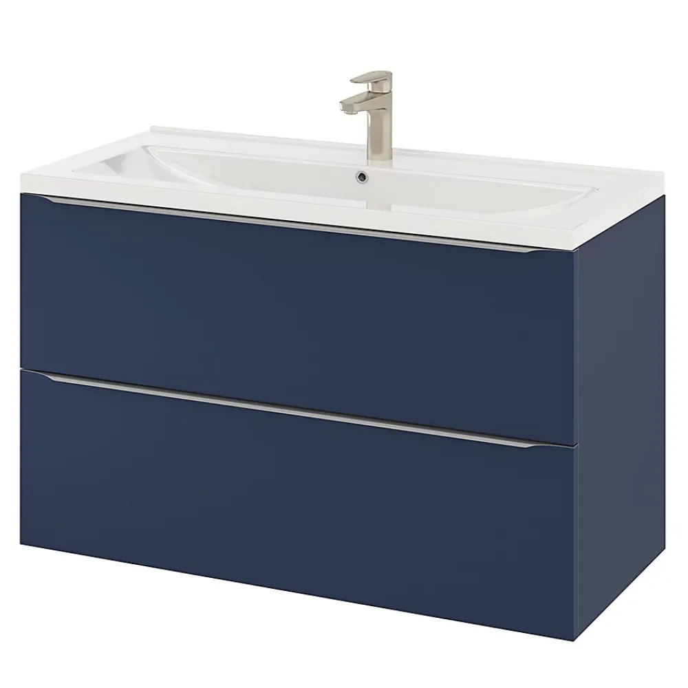 GoodHome Plan vasque blanc en céramique l.100 cm Nira