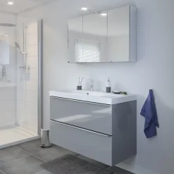 GoodHome Plan vasque blanc en résine l.100 cm Mila