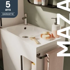Plan Simple Vasque|GoodHome Plan vasque blanc satin en résine l.60,4 x P.36,2 cm, Maza