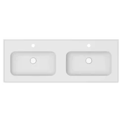 Plan Double Vasque|GoodHome Plan vasque double blanc en céramique l.120 cm, Endell