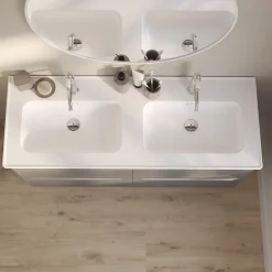 Plan Double Vasque|GoodHome Plan vasque double blanc en céramique l.120 cm, Endell