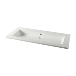 Plan vasque double blanc en résine l.120 cm, Calao