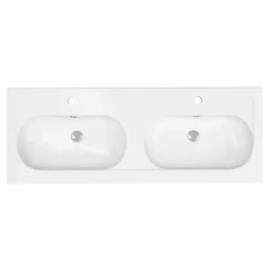 GoodHome Plan vasque double l.120,6 x H.12,3 x P.45,2 cm, en céramique blanche, levanna