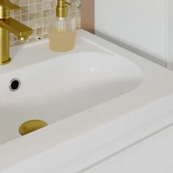 GoodHome Plan vasque double l.120,6 x H.12,3 x P.45,2 cm, en céramique blanche, levanna