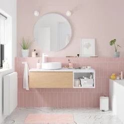 GoodHome Plan vasque double l.120,6 x H.12,3 x P.45,2 cm, en céramique blanche, levanna
