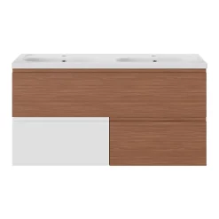 GoodHome Plan vasque double l.120,6 x H.12,3 x P.45,2 cm, en céramique blanche, levanna