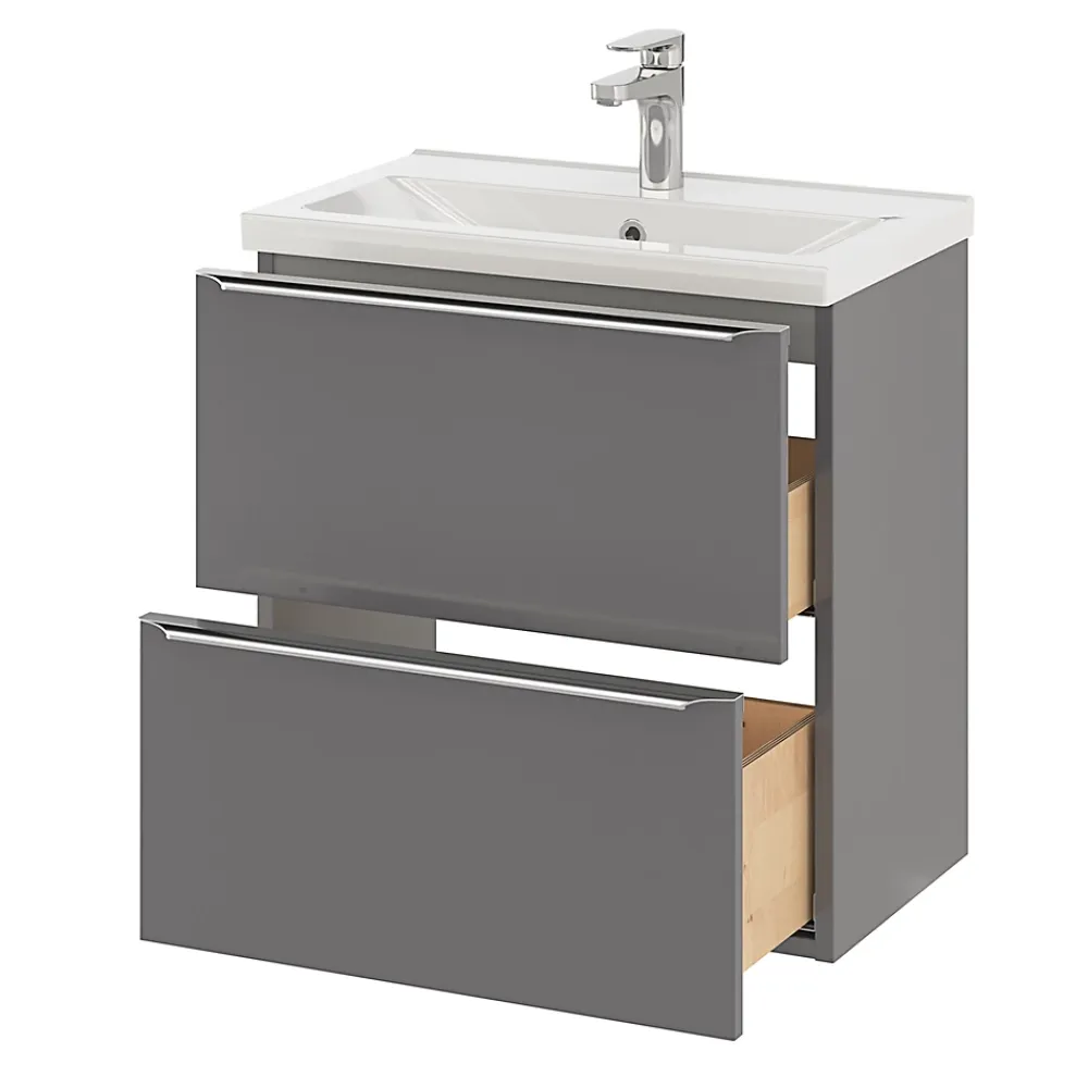 GoodHome Plan vasque faible profondeur blanc Nira 60 cm