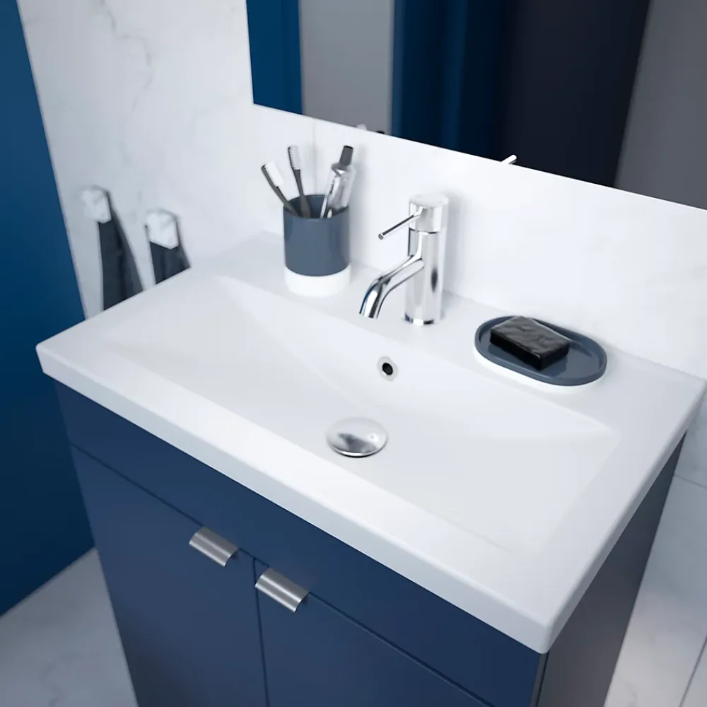 GoodHome Plan vasque faible profondeur blanc Nira 60 cm