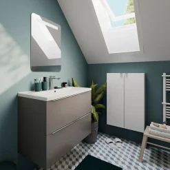 GoodHome Plan vasque faible profondeur blanc Nira 60 cm