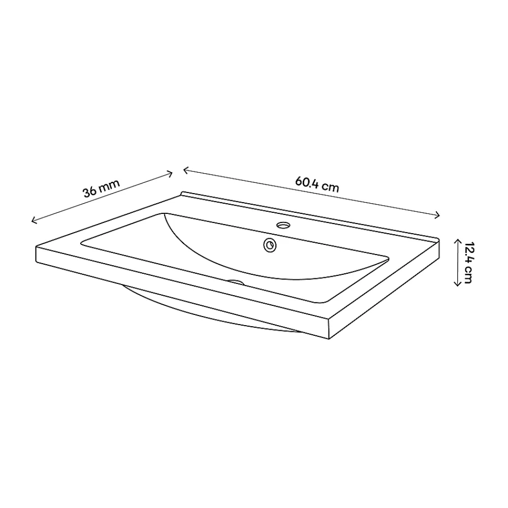 GoodHome Plan vasque faible profondeur blanc Nira 60 cm