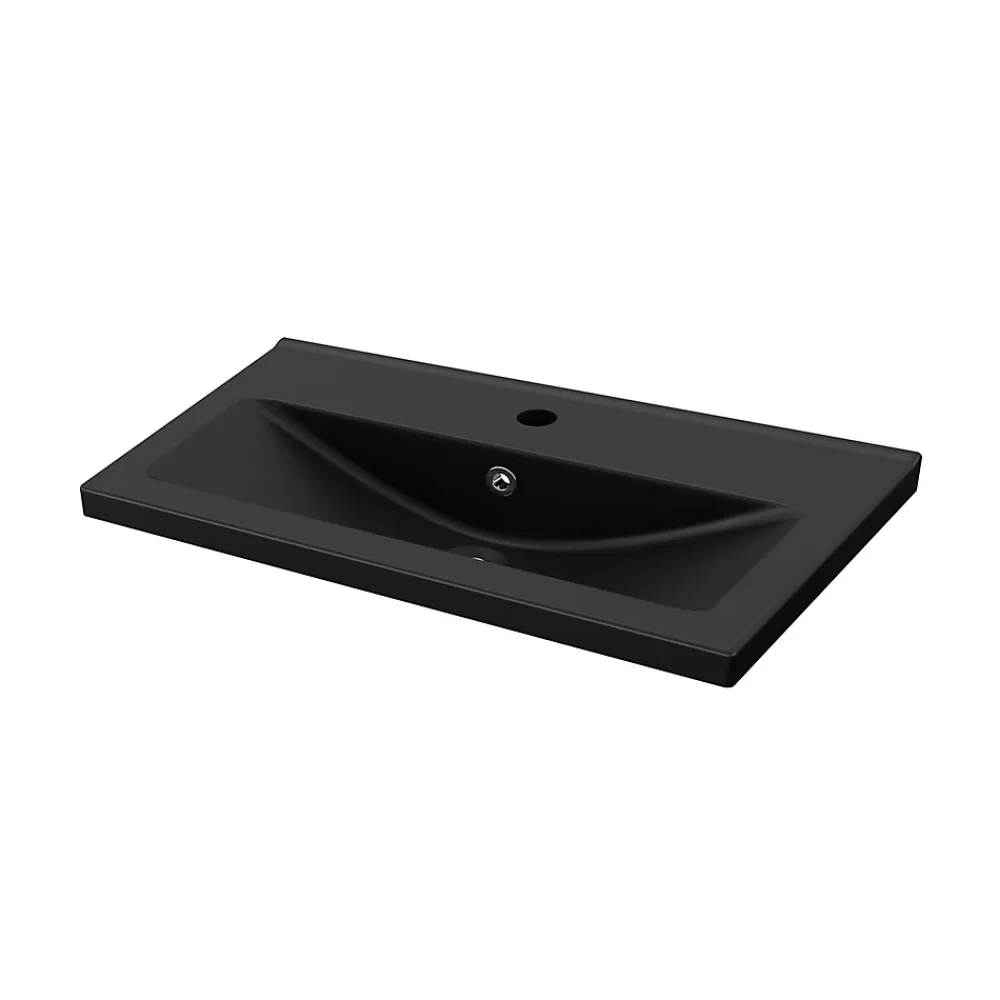 GoodHome Plan vasque faible profondeur noir Nira 80 cm