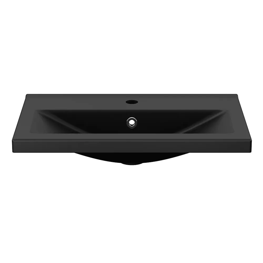 GoodHome Plan vasque faible profondeur noir Nira 80 cm