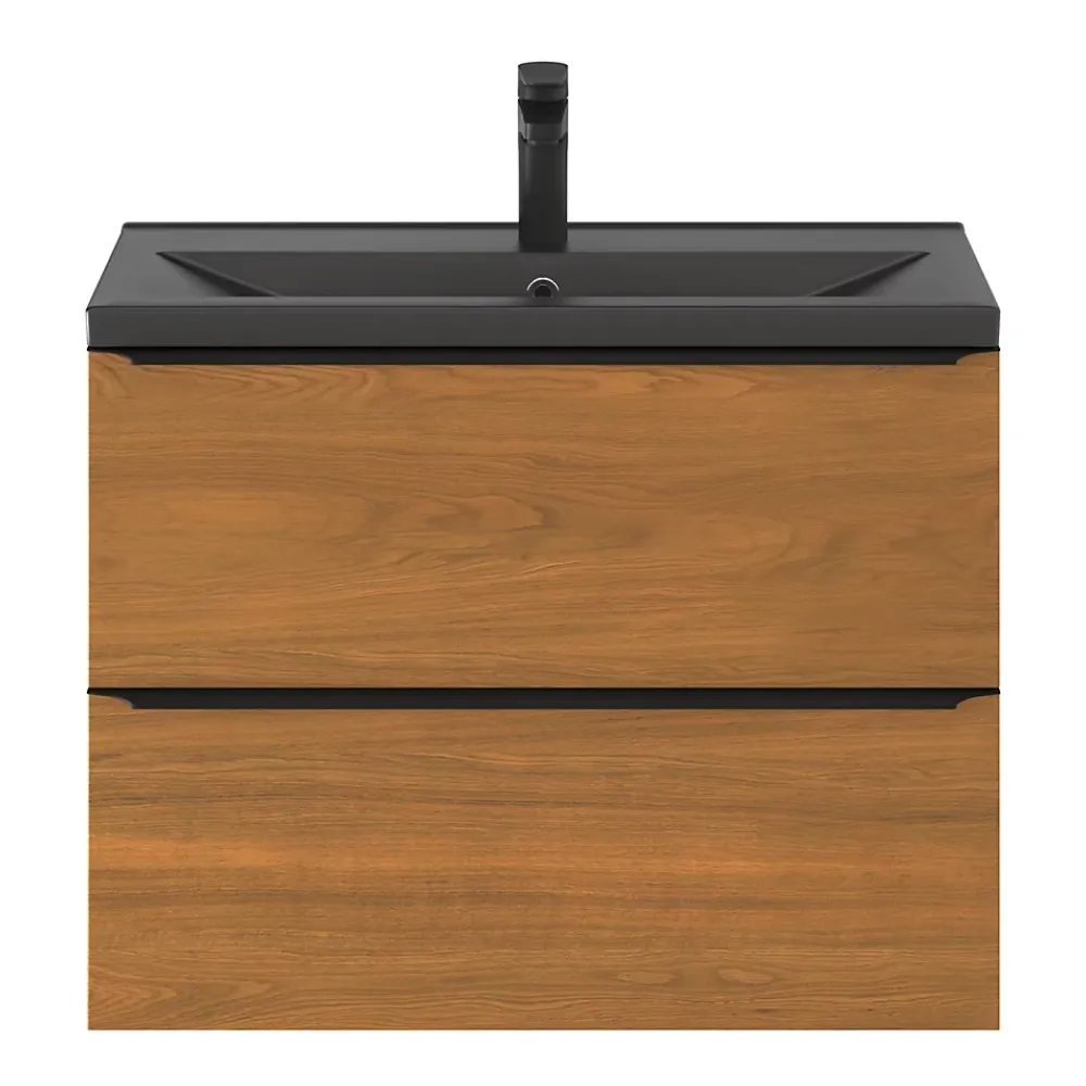 GoodHome Plan vasque faible profondeur noir Nira 80 cm