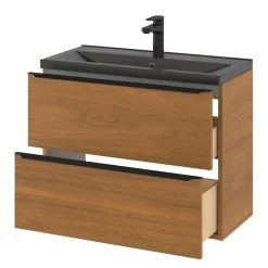 GoodHome Plan vasque faible profondeur noir Nira 80 cm