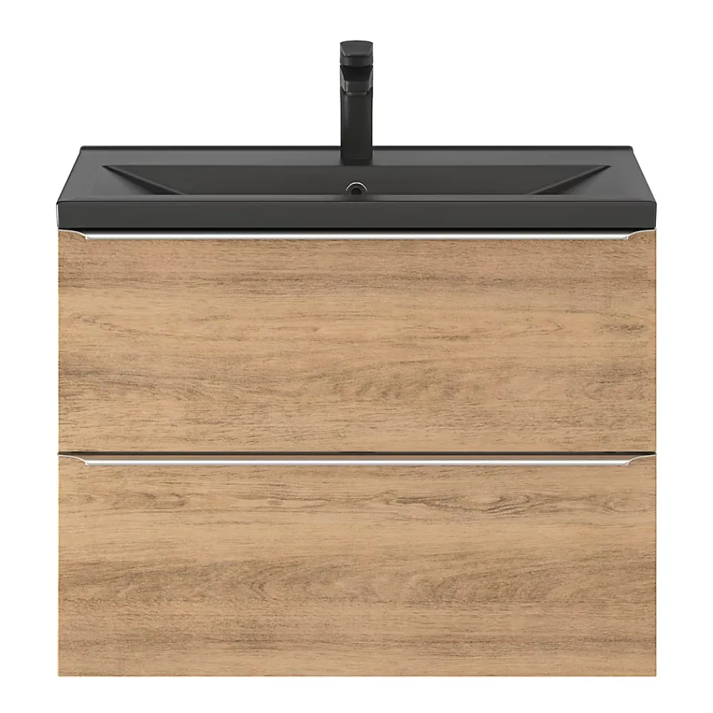 GoodHome Plan vasque faible profondeur noir Nira 80 cm