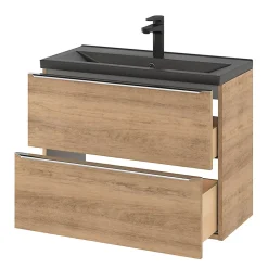GoodHome Plan vasque faible profondeur noir Nira 80 cm