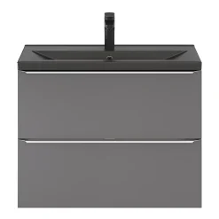 GoodHome Plan vasque faible profondeur noir Nira 80 cm