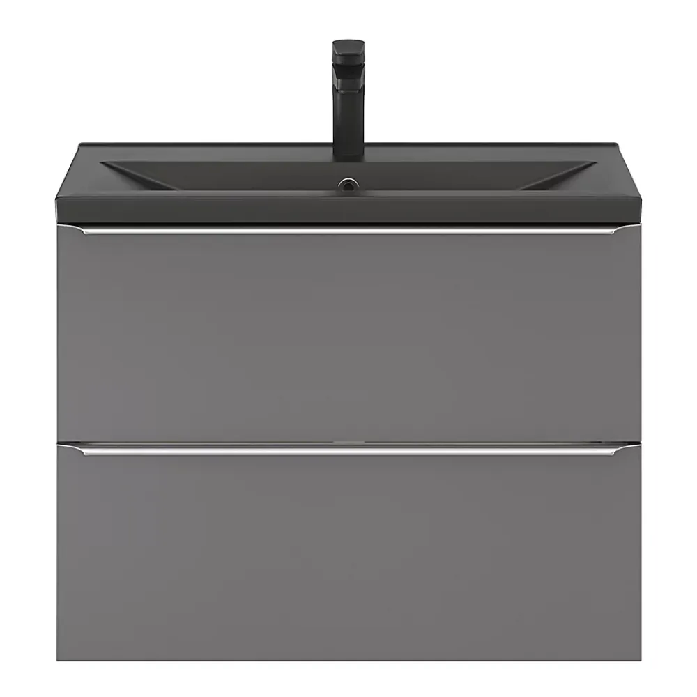 GoodHome Plan vasque faible profondeur noir Nira 80 cm