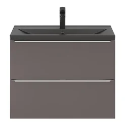 GoodHome Plan vasque faible profondeur noir Nira 80 cm