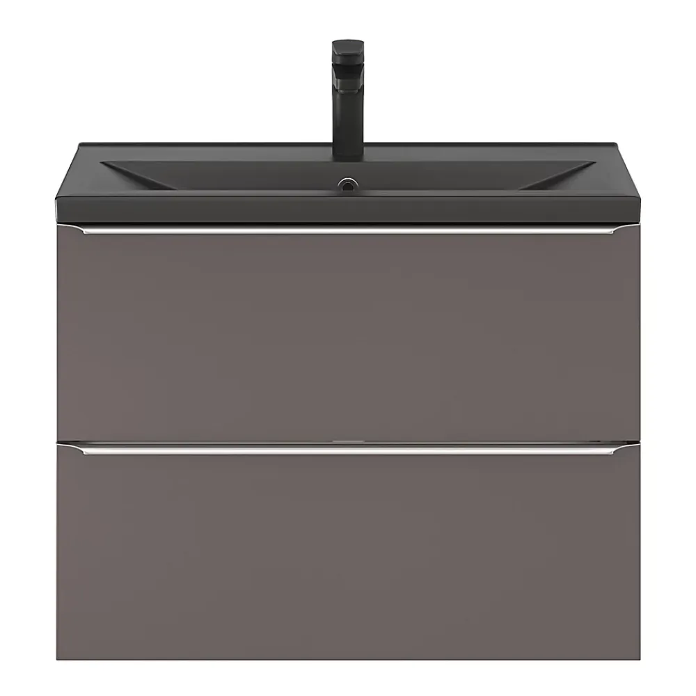 GoodHome Plan vasque faible profondeur noir Nira 80 cm