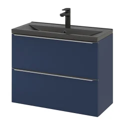 GoodHome Plan vasque faible profondeur noir Nira 80 cm