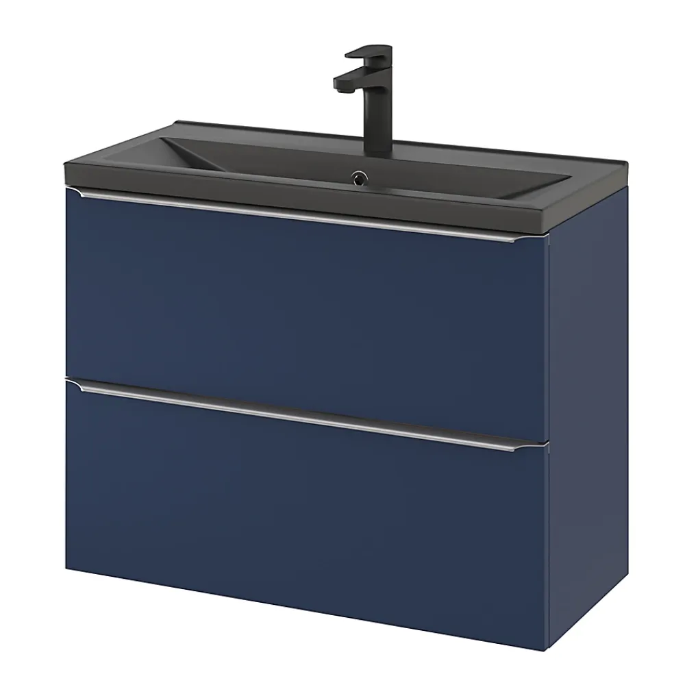 GoodHome Plan vasque faible profondeur noir Nira 80 cm