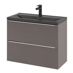 GoodHome Plan vasque faible profondeur noir Nira 80 cm