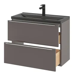 GoodHome Plan vasque faible profondeur noir Nira 80 cm