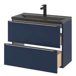 GoodHome Plan vasque faible profondeur noir Nira 80 cm